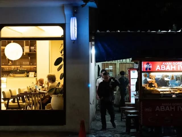 A shopfront glowing at night